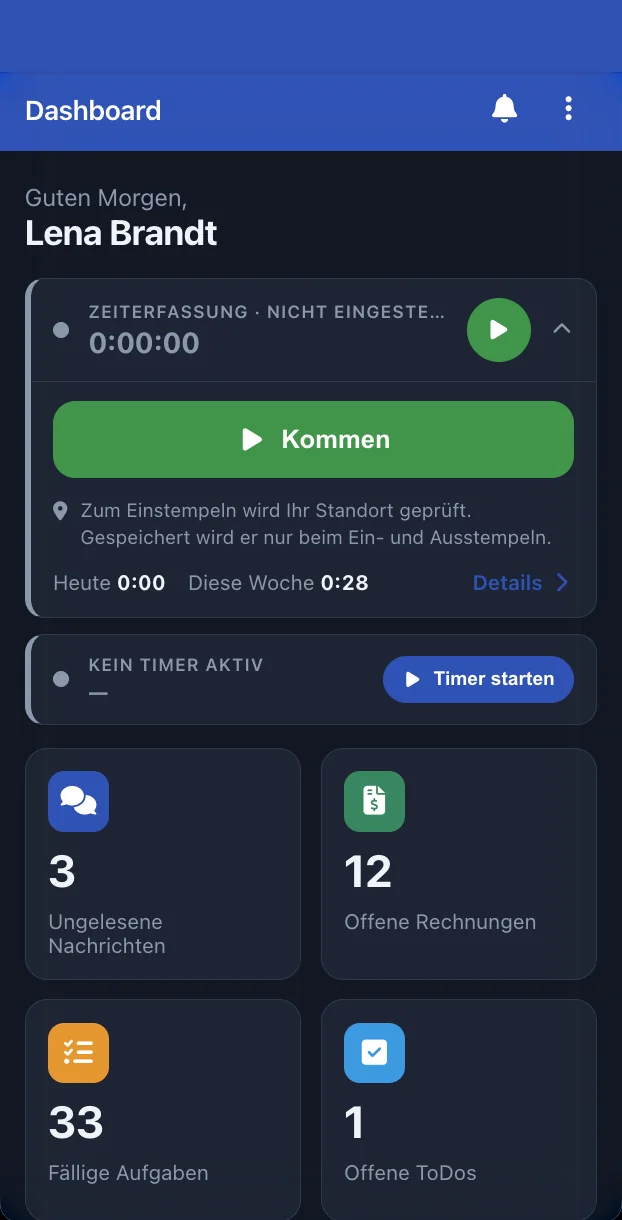 Zeiterfassung in der App